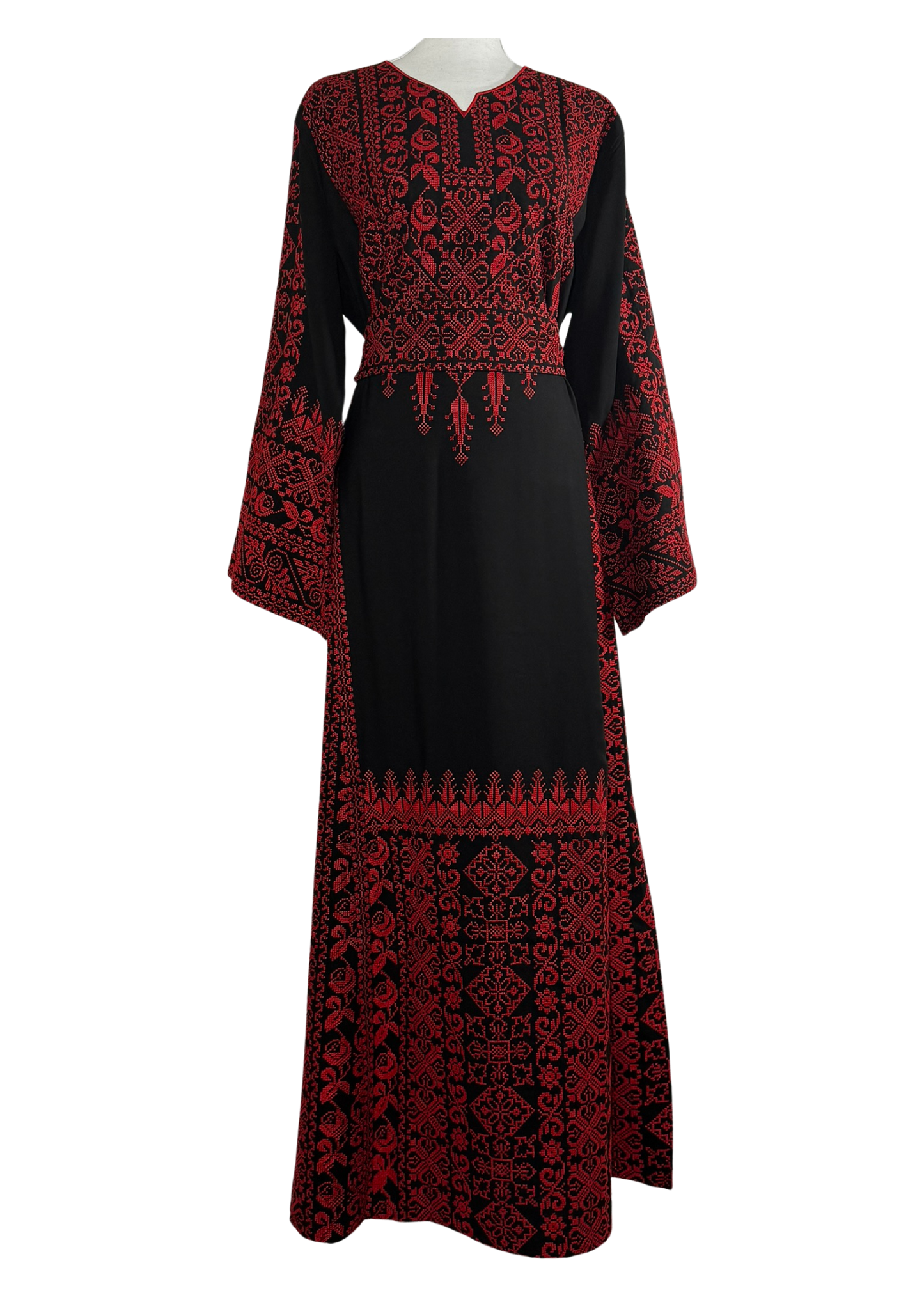 Yãqüt Black & Red Full Embroidered Thobe