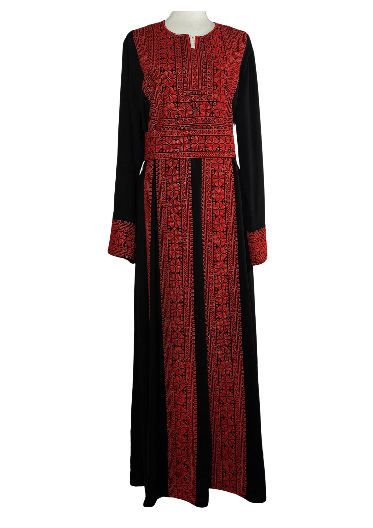 Rayhãna Red & Black Four Lines Embroidered Thobe