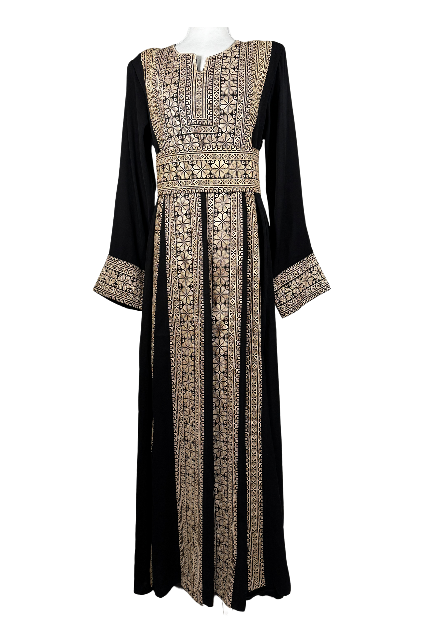 Rayhãna Black & Gold Four Lines Embroidered Thobe