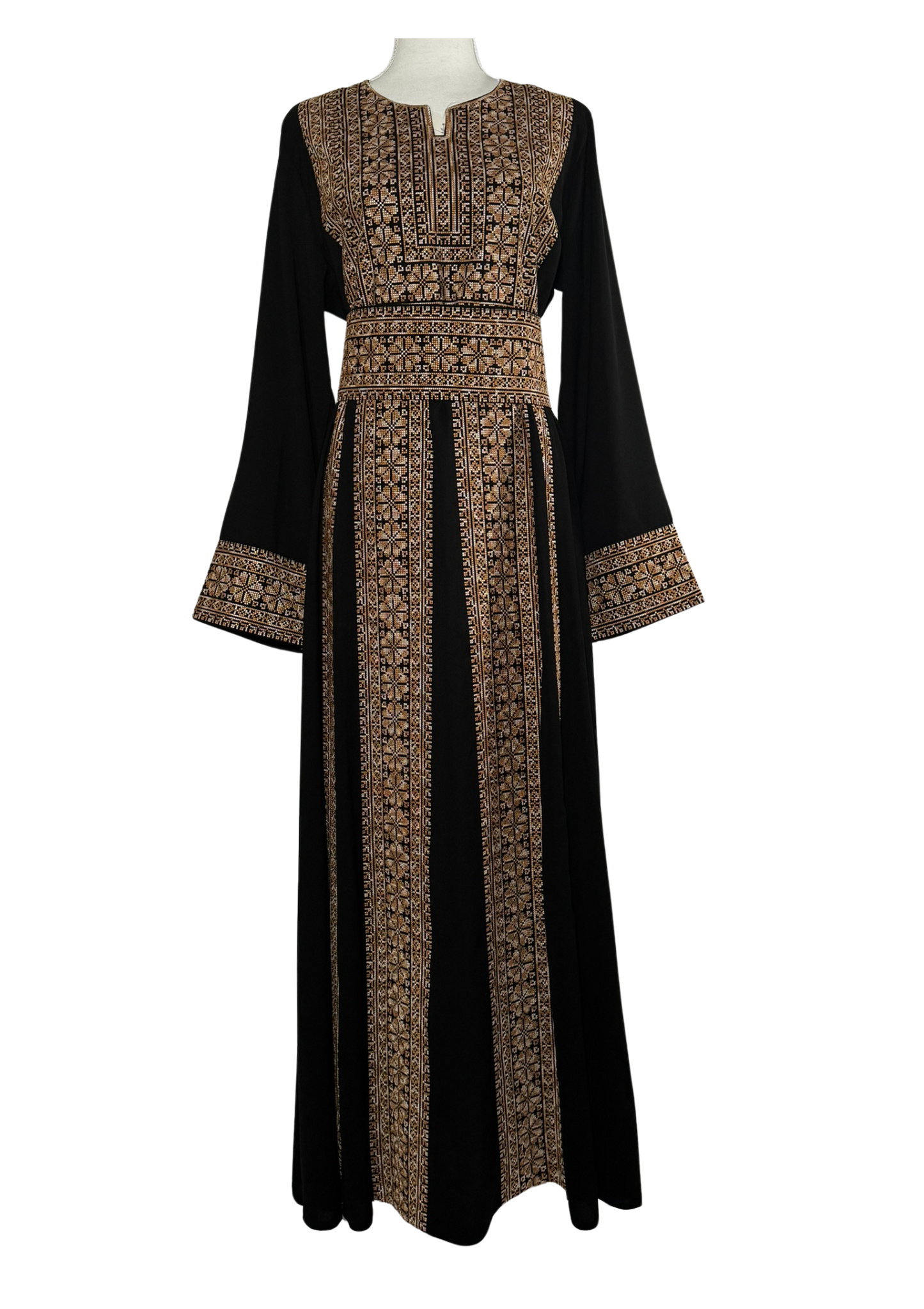 Rayhãna Black & Brown Four Lines Embroidered Thobe