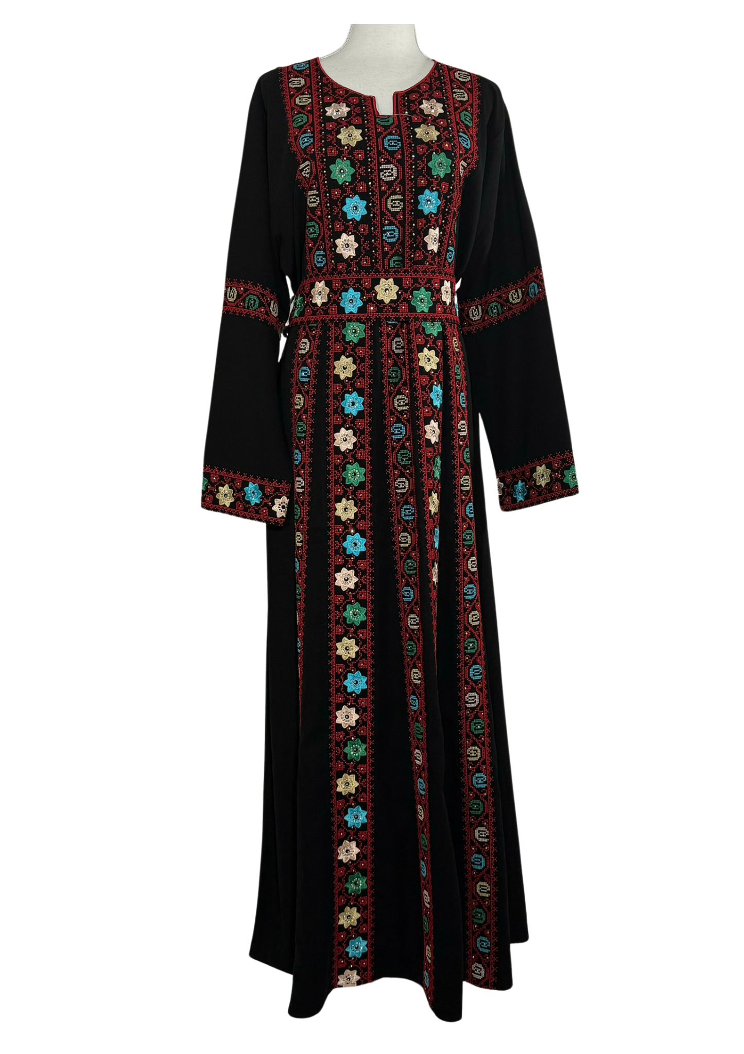 Almãs Floral Embroidered Thobe with Crystals