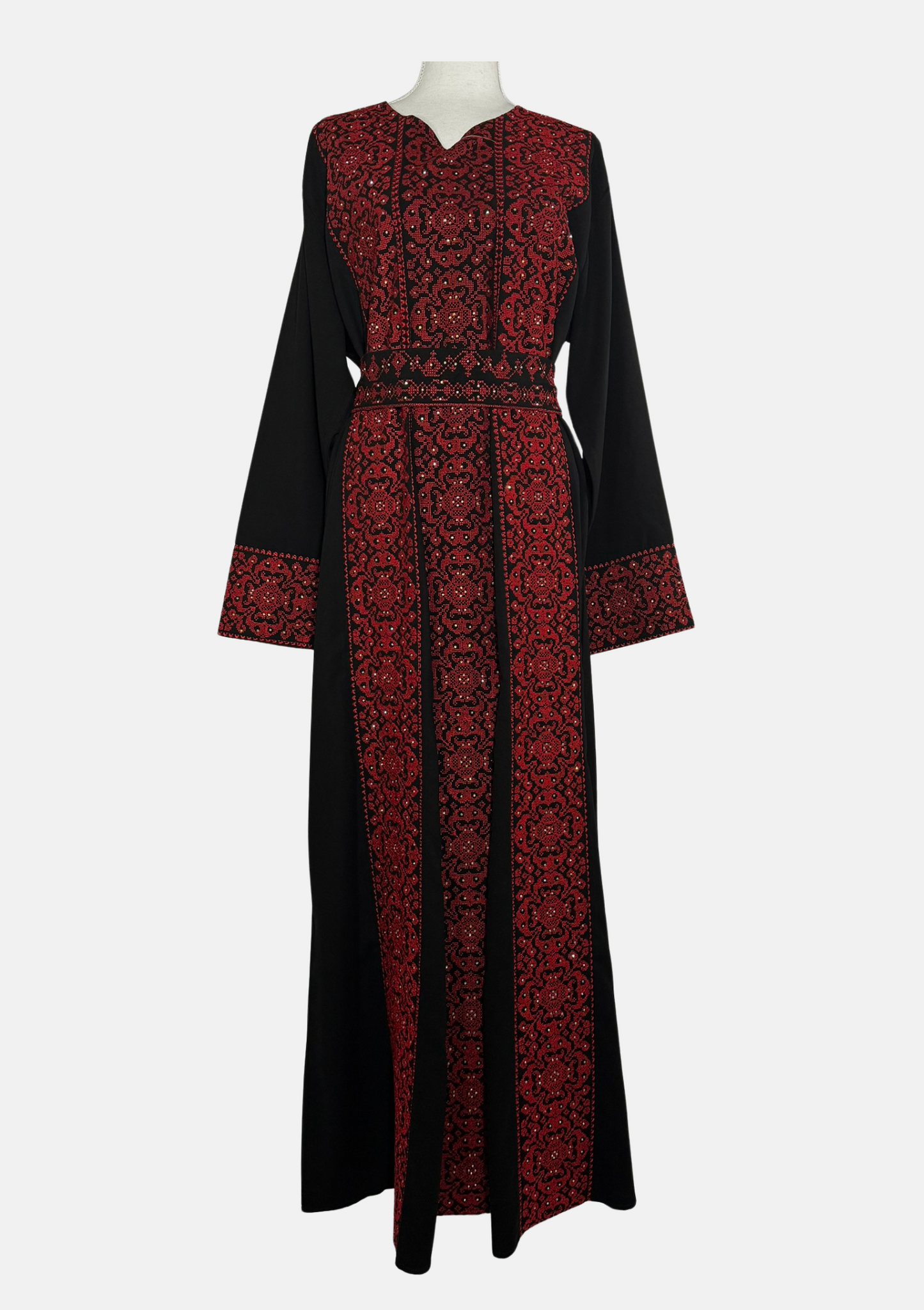Almãs Black & Red Embroidered Thobe with Crystals