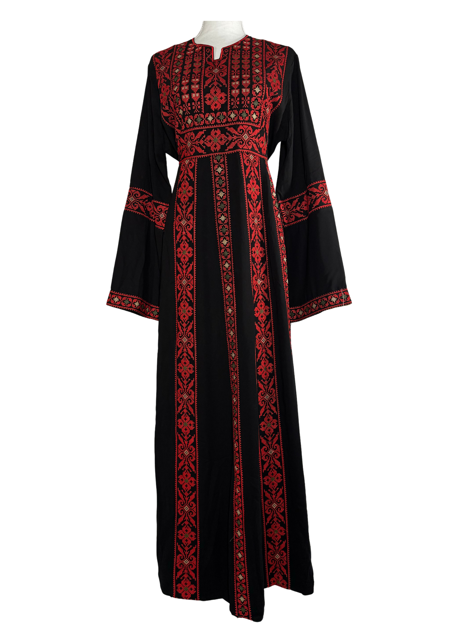 Yasmeen Black & Red Five Lines Embroidered Thobe