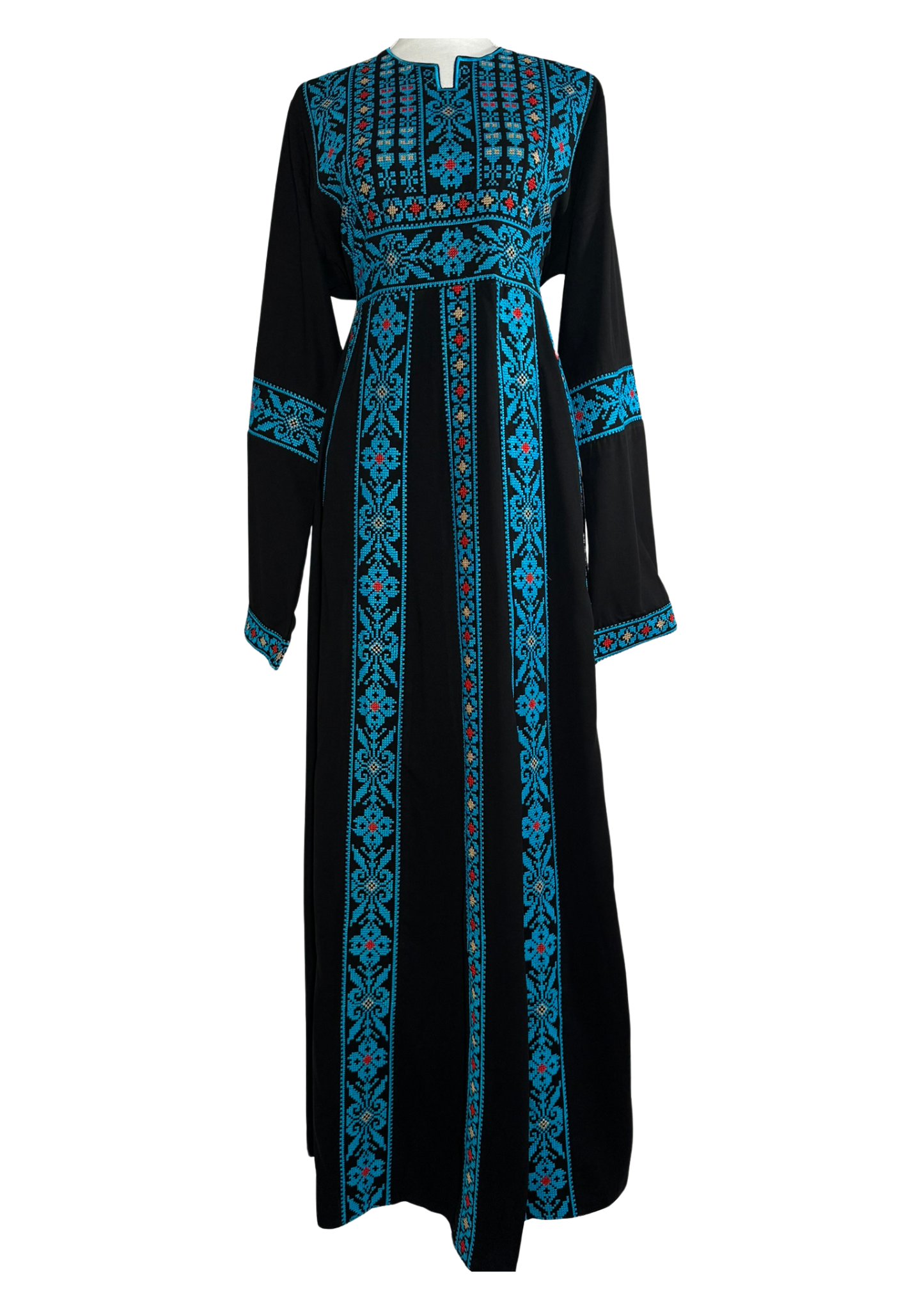 Yasmeen Black & Blue Five Lines Embroidered Thobe