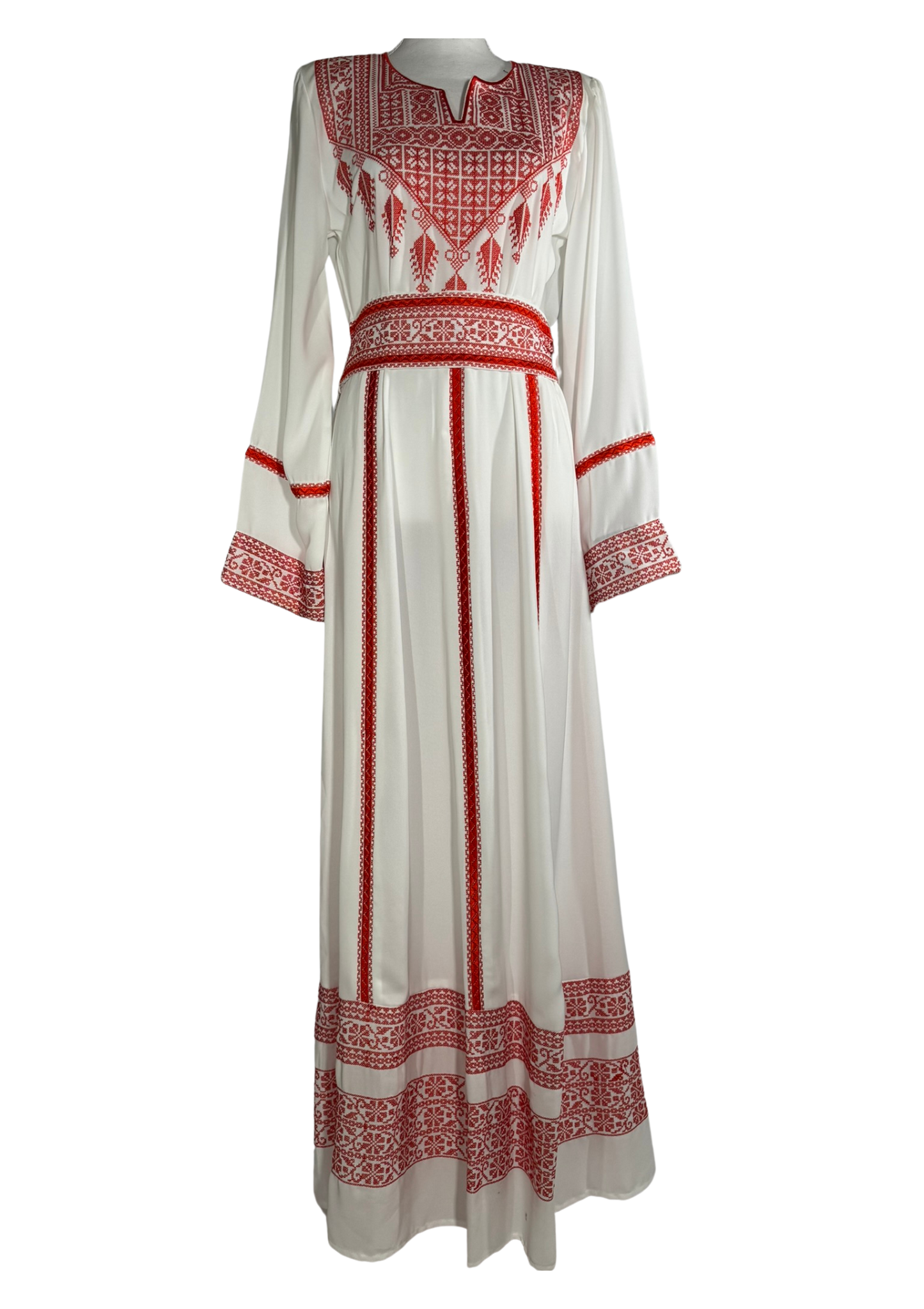 Warda White & Red Embroidered Thobe