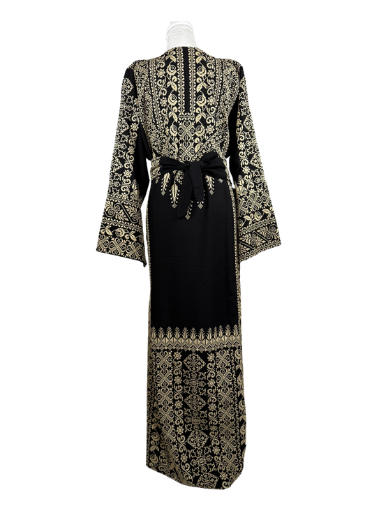 Yãqüt Black & Gold Full Embroidered Thobe